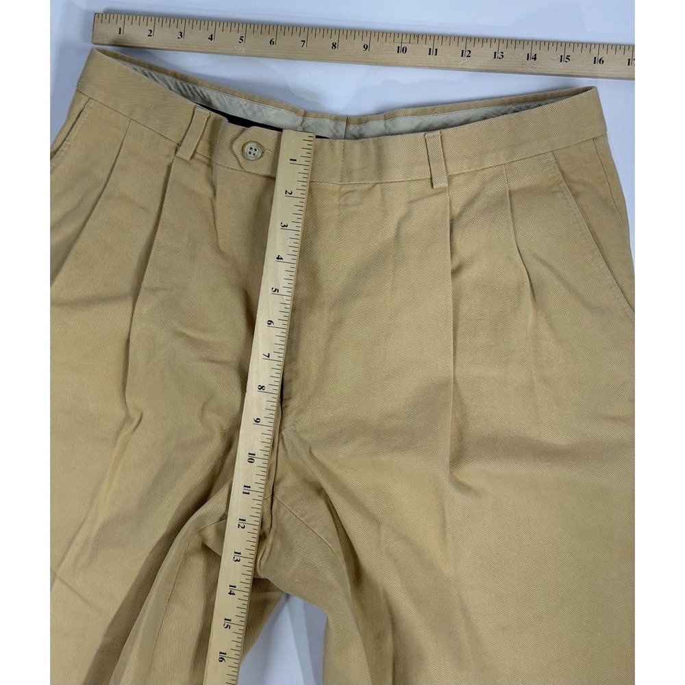 Burberry London Tan Dress Pants Men's 33x27 Pleated Cotton Luxury - Picture 3 of 5